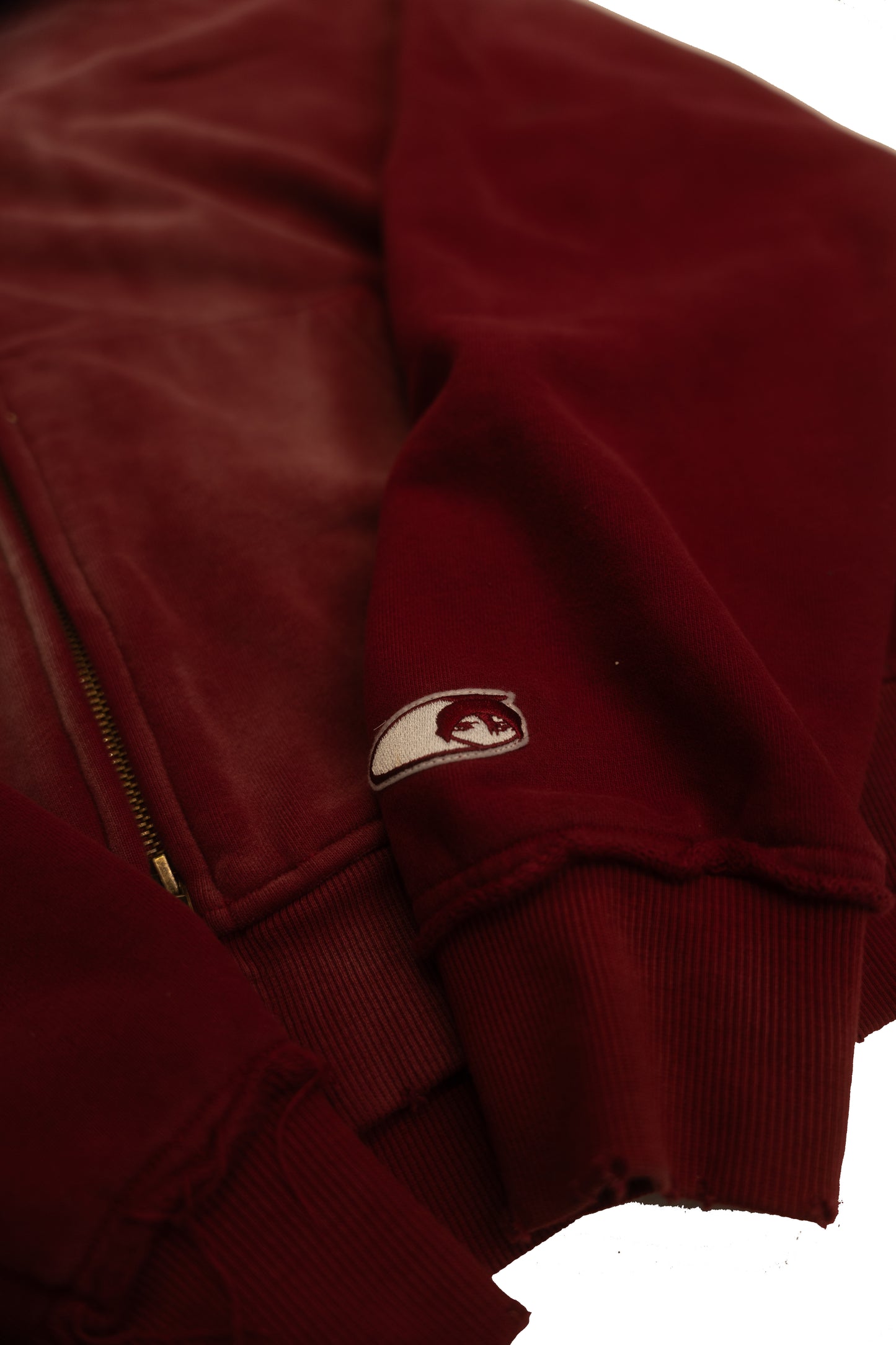 oxblood zip up
