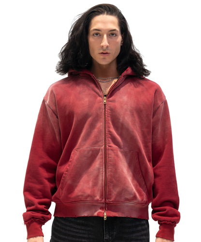 oxblood zip up
