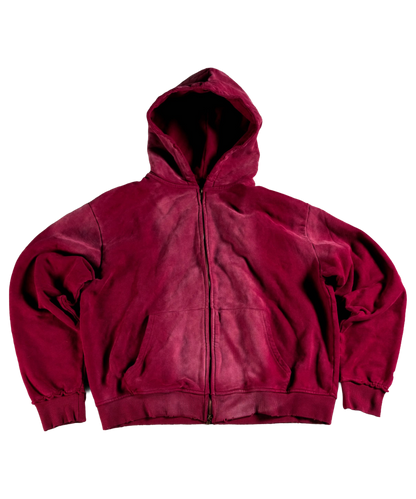 oxblood zip up